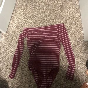 Of the shoulder body suit